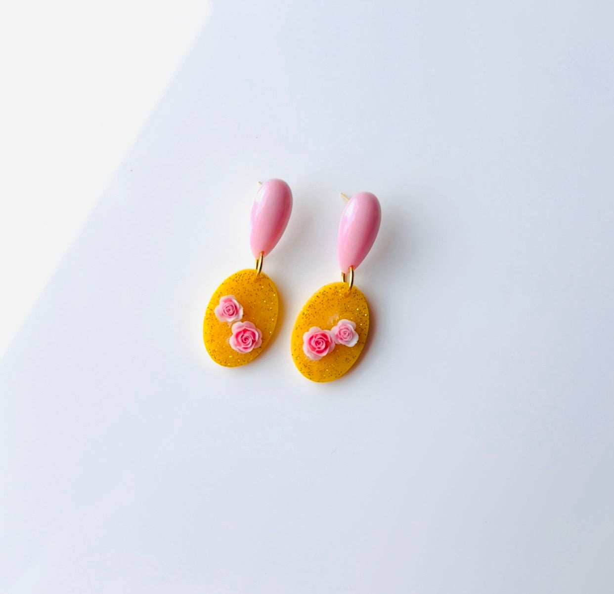 Yellow Basket of Flowers Ear Candy