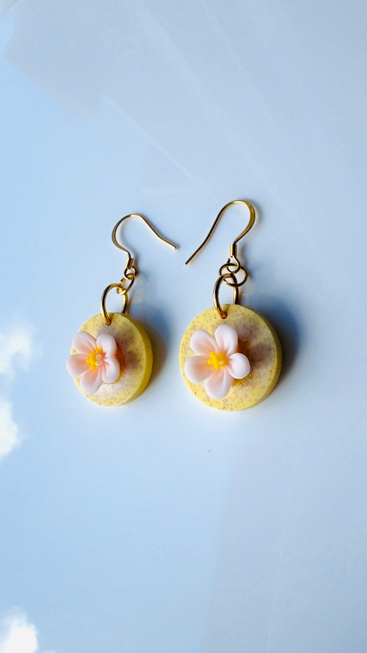 Yellow Stone Floral Earrings