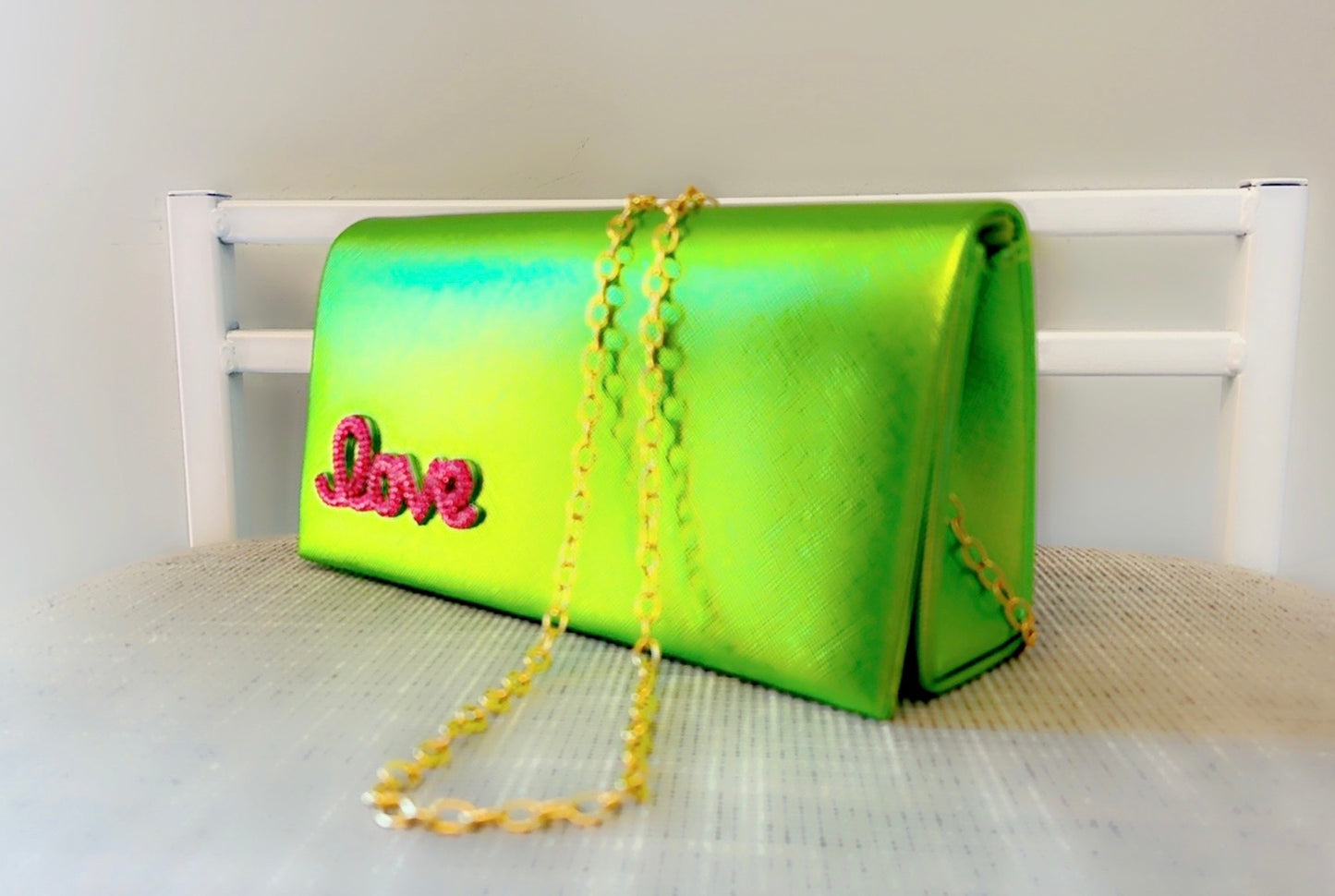 Metallic Green Love Clutch