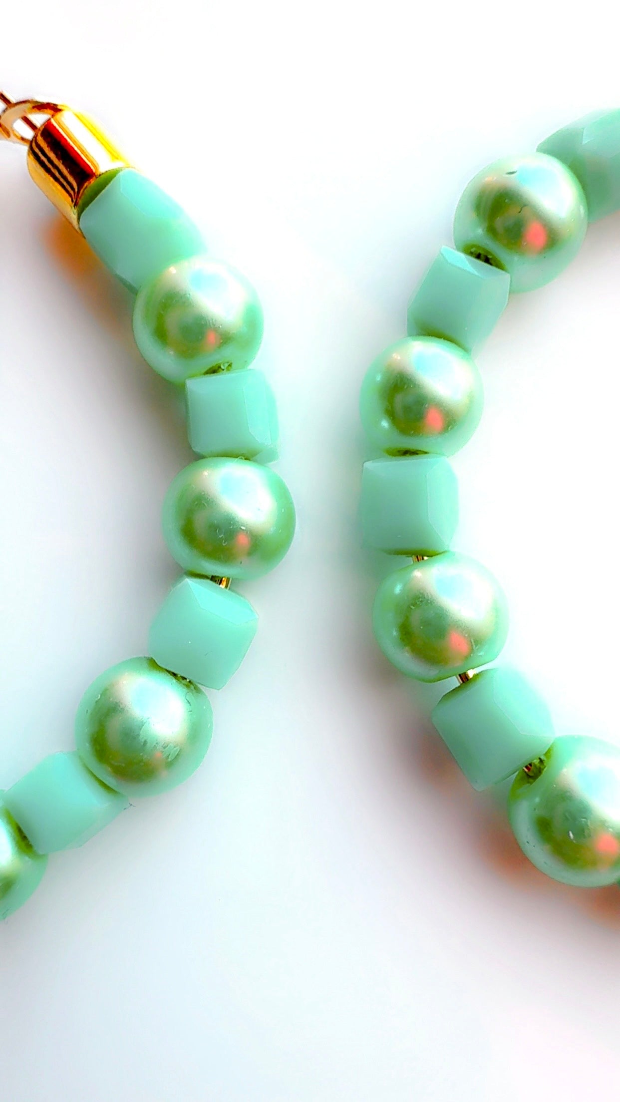 Mint Green Beaded Hoops