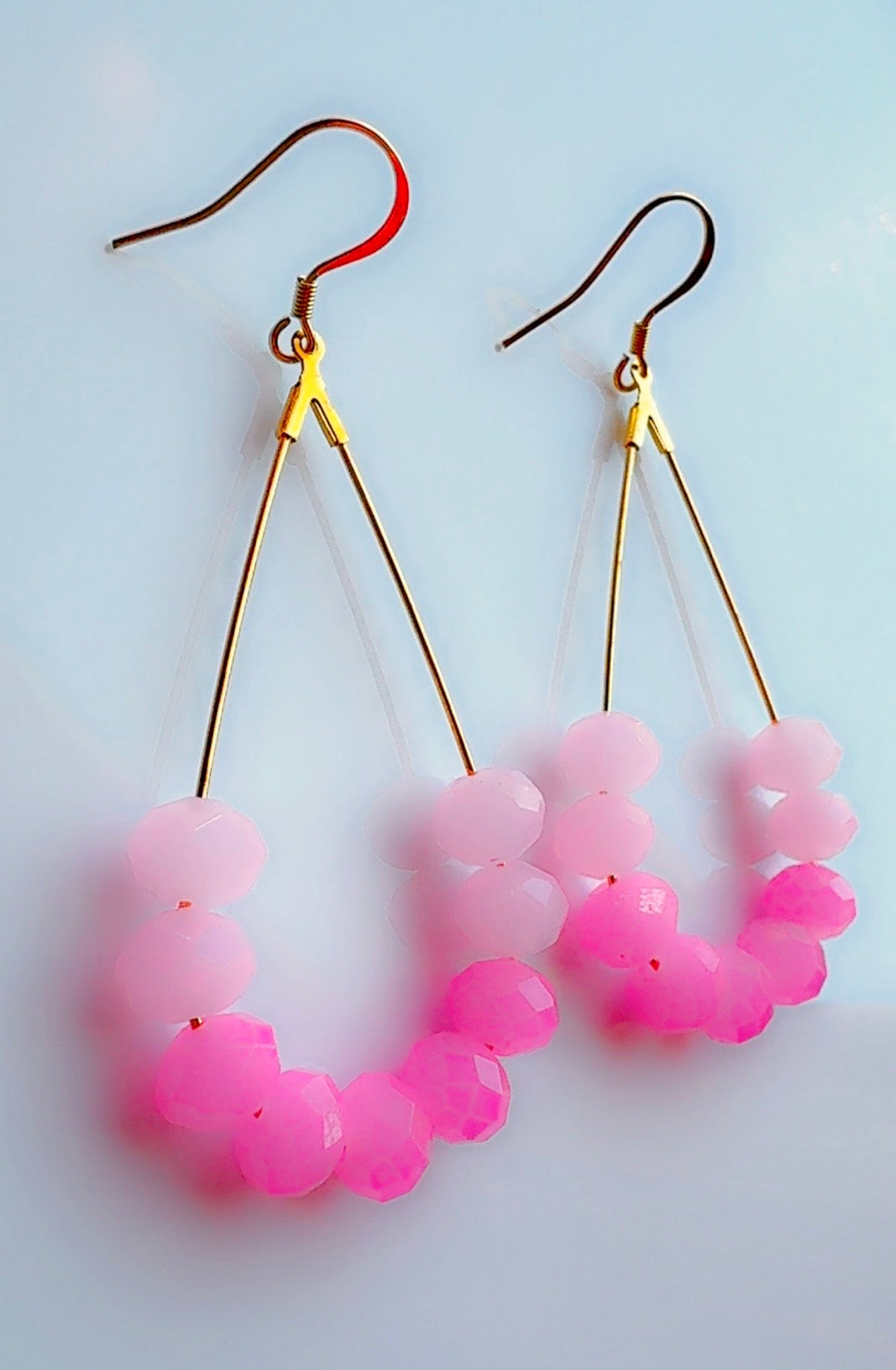 Double Bubble Pink Dangle Hoop