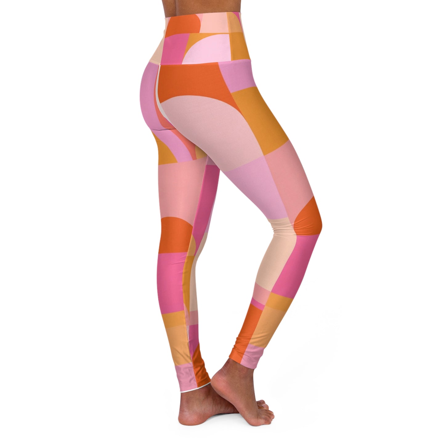 The Best Leggings!!! Colorblock High-Waist Yoga Leggings — Pink & Orange Retro Activewear