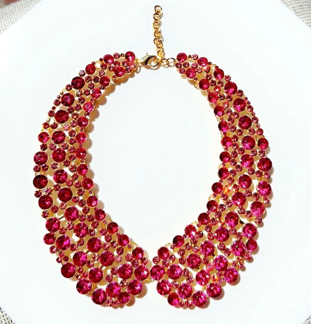 Almost sold out! Hot Pink Crystal Choker Necklace
