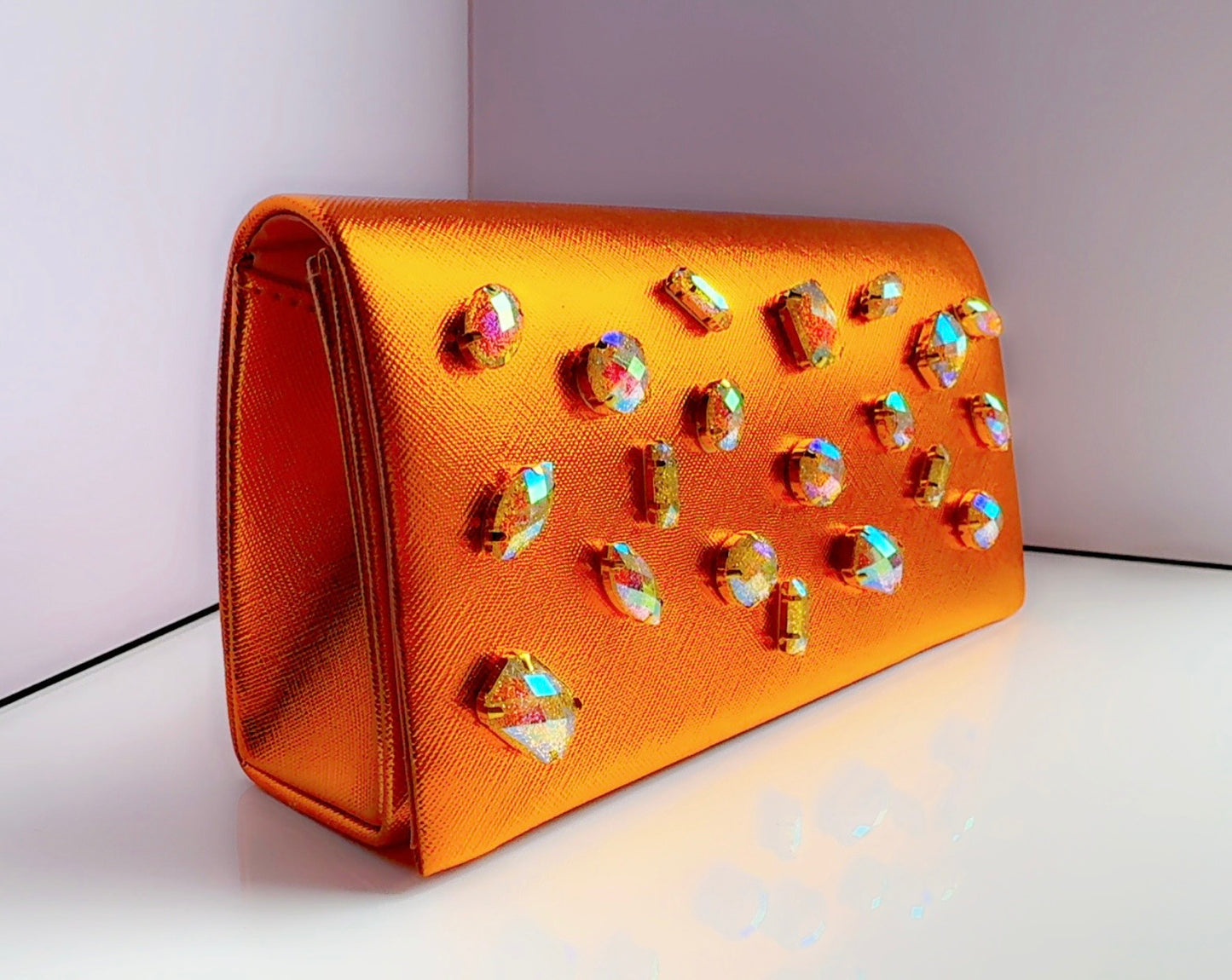 Orange Metallic Bling Clutch