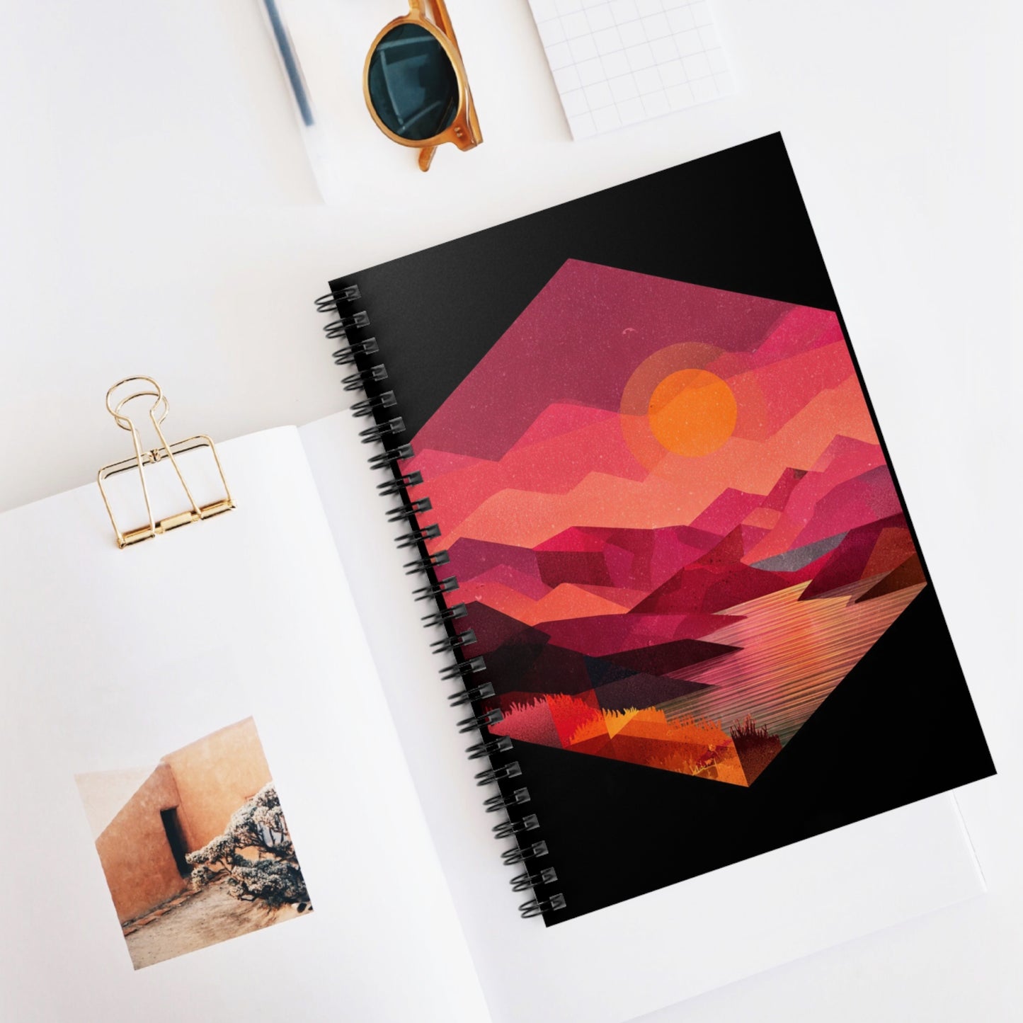 Sunset Mountain Landscape Spiral Notebook — Ruled Journal for Notes & Sketches