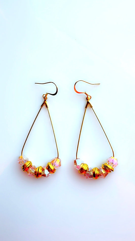 Amber and Gold Hoop Dangle