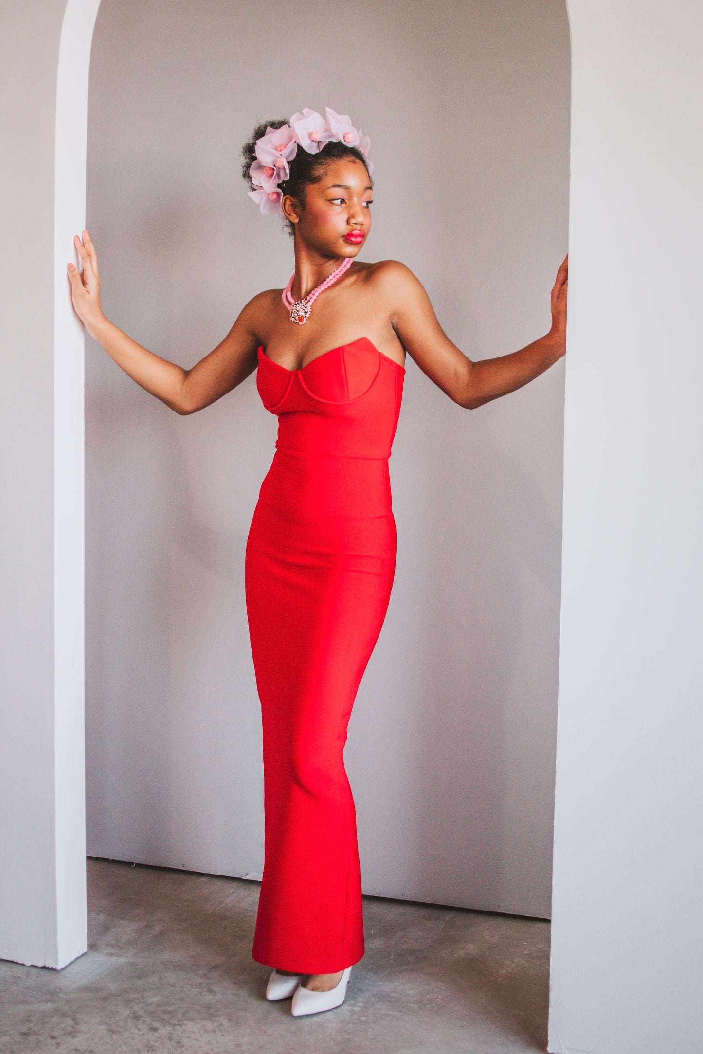 Red Maxi Sweetheart Dress