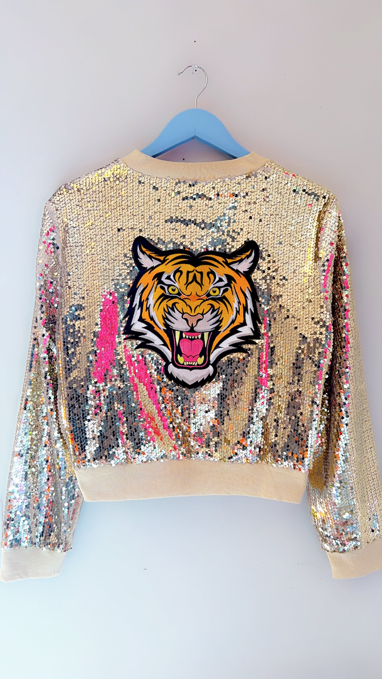 Soderena Gold Sequin Tiger Bomber