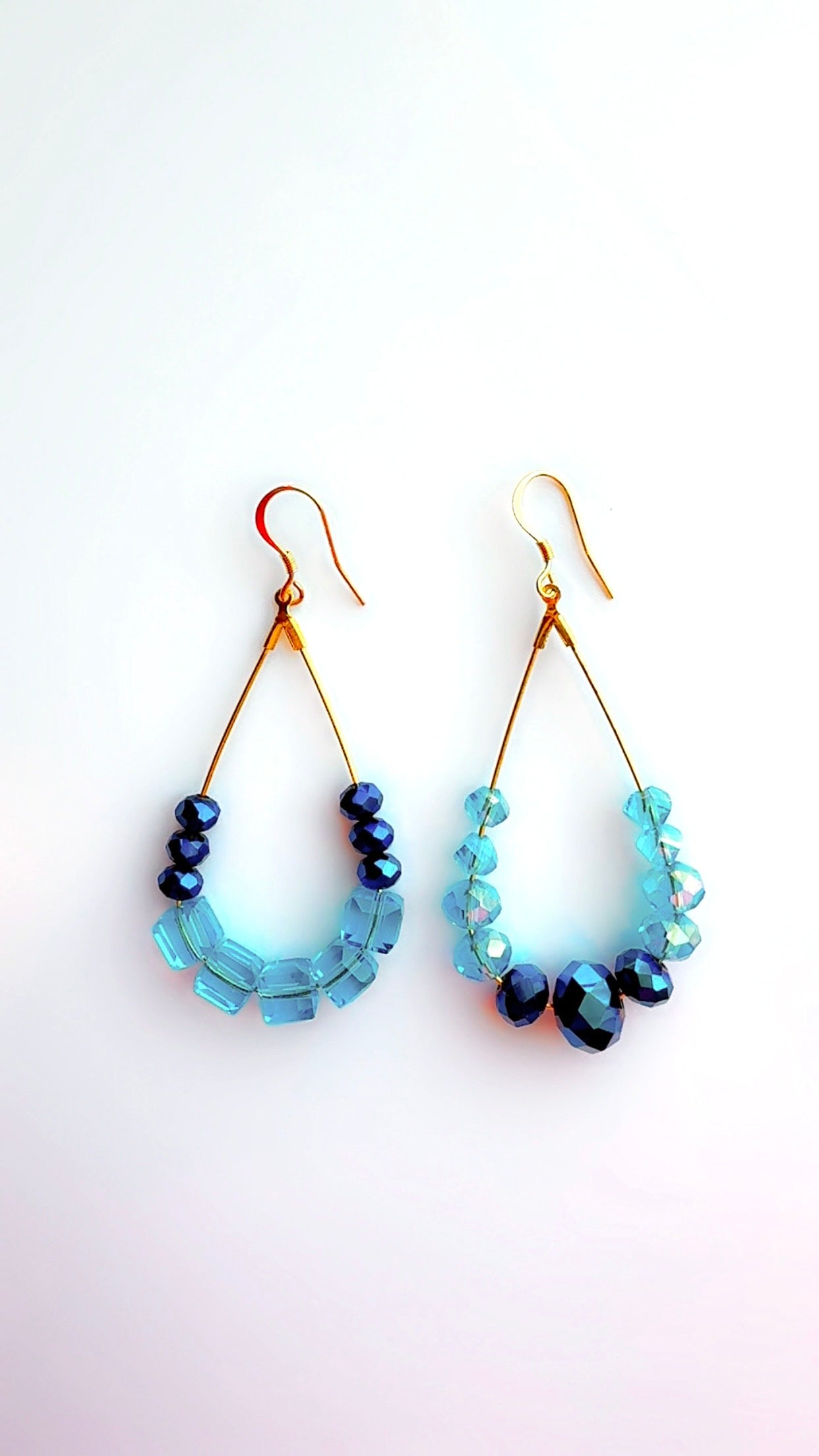 Upside Down Blue Dangle Hoop