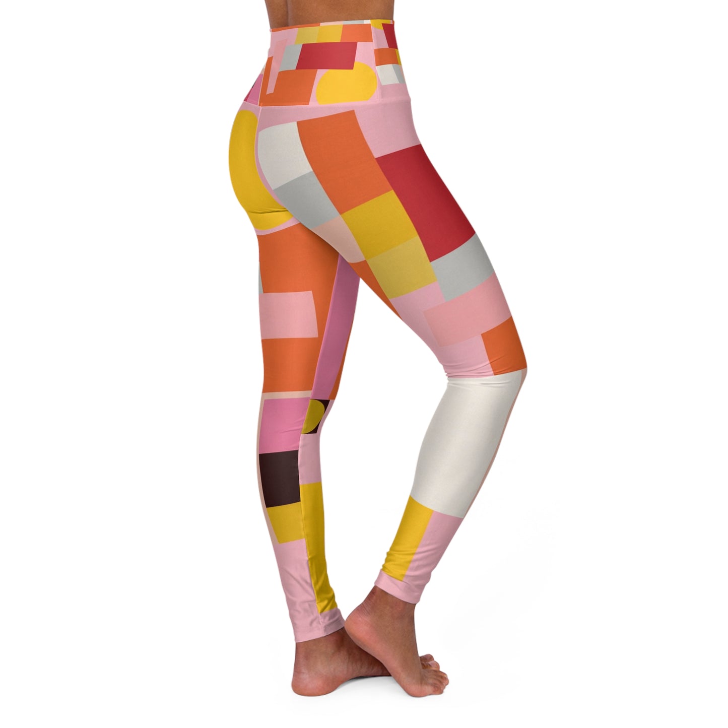 Abstract Colorblock High-Waist Yoga Leggings