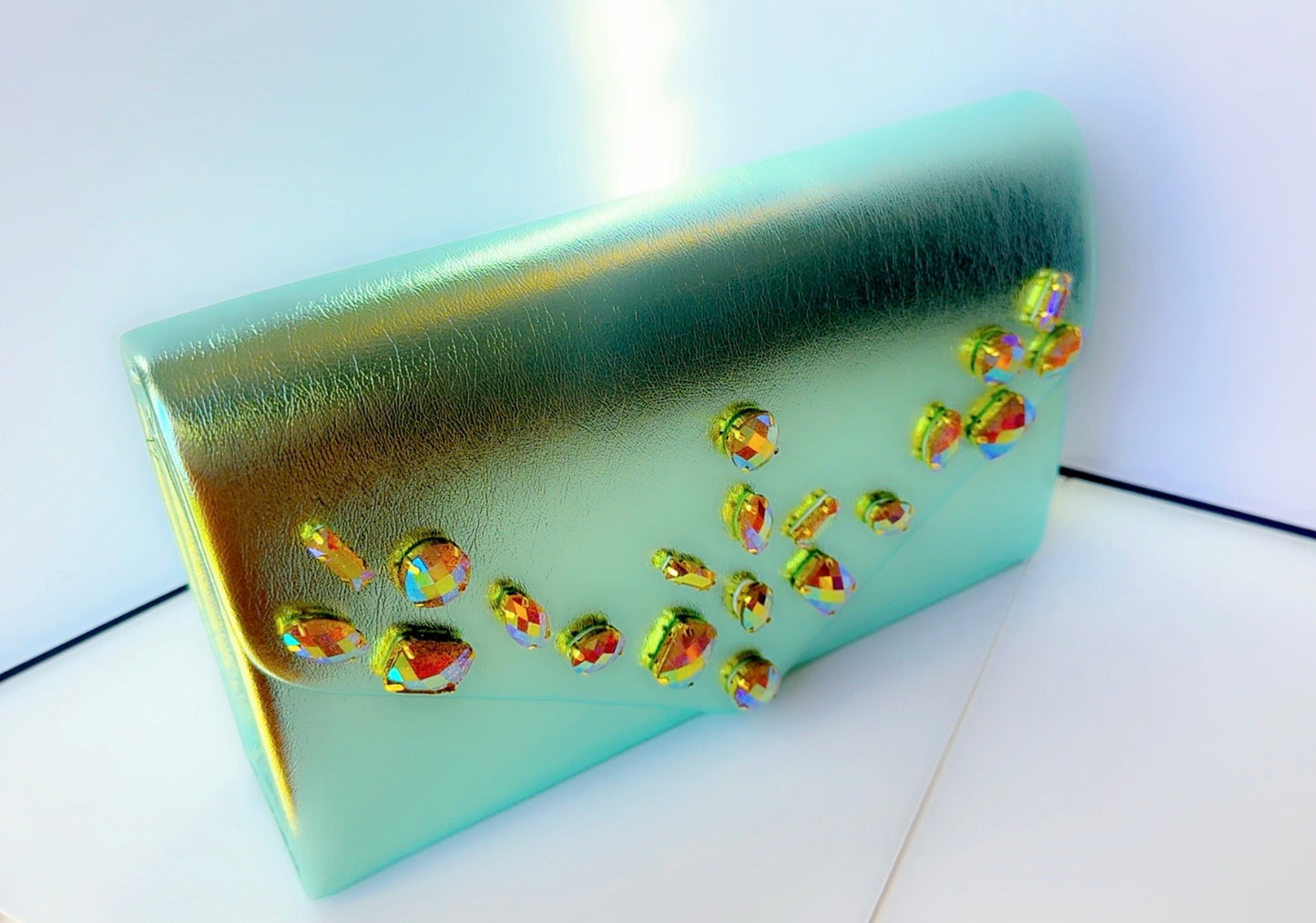 Mint Metallic Bling Clutch