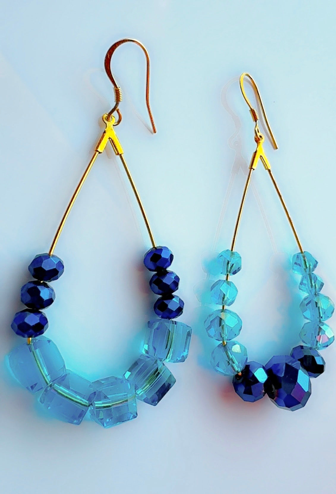 Upside Down Blue Dangle Hoop
