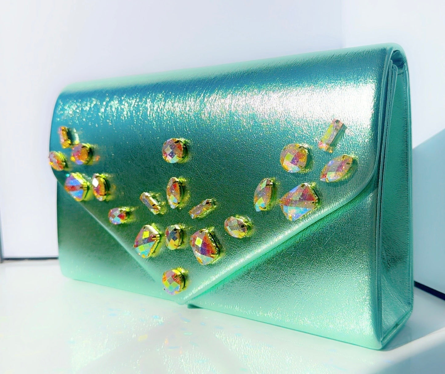 Mint Metallic Bling Clutch