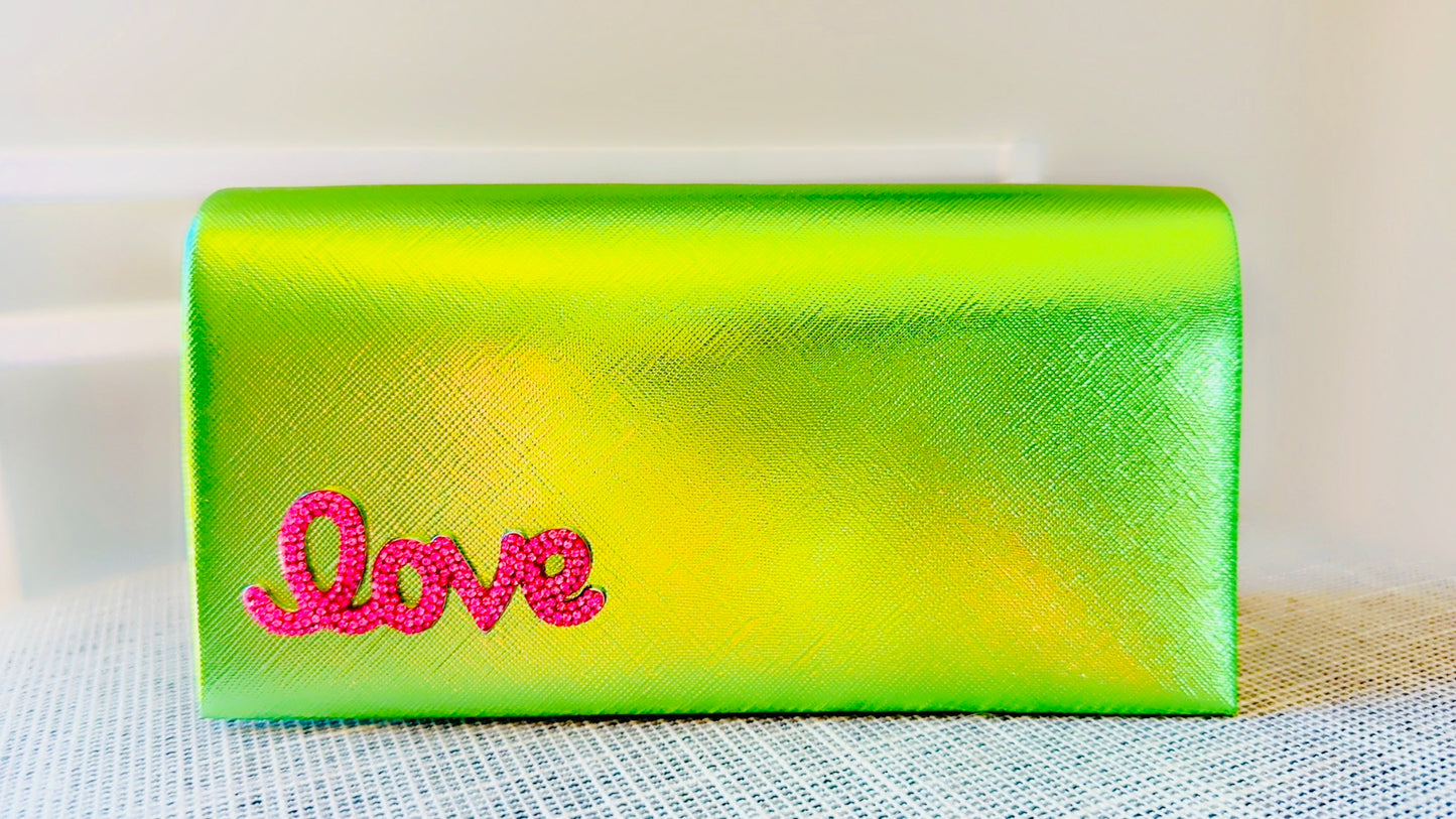 Metallic Green Love Clutch
