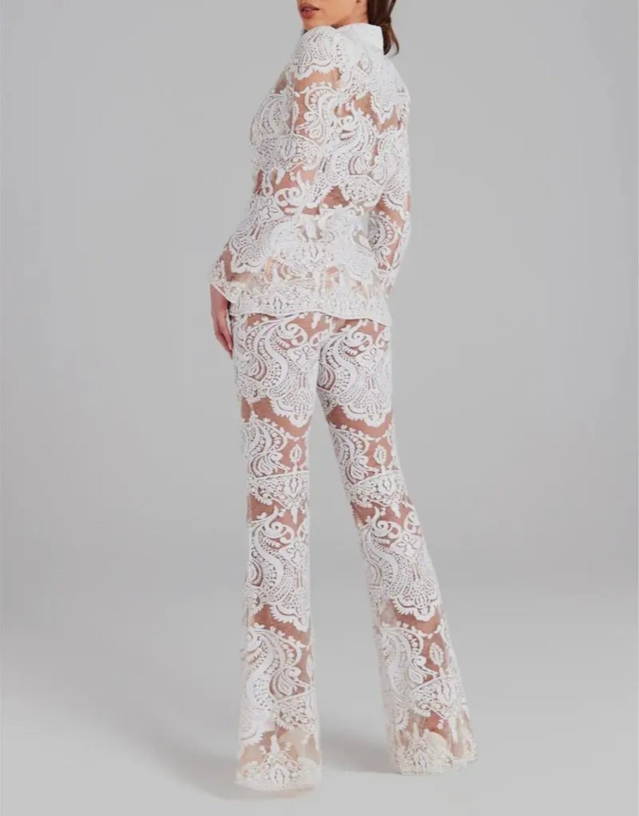 Lace Embroidered Sequin Blazer and Trousers