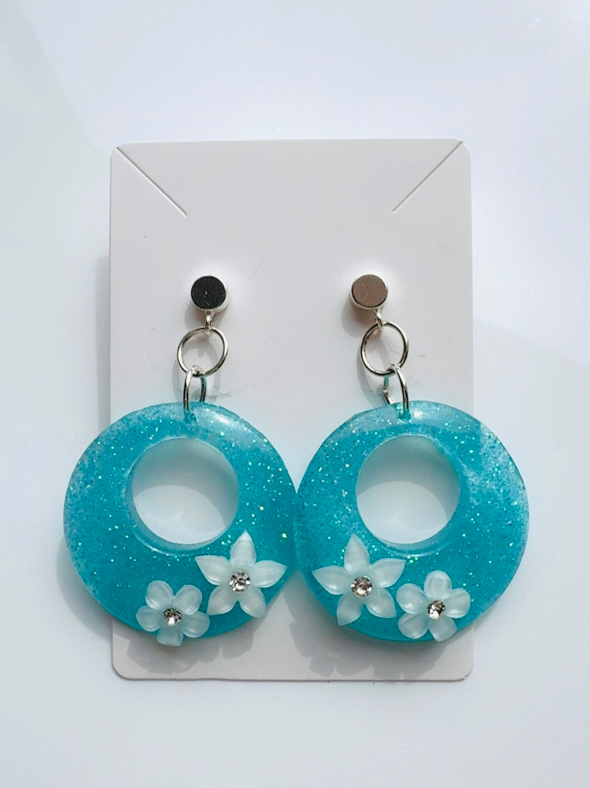 Blue Basket of Flowers Earrings