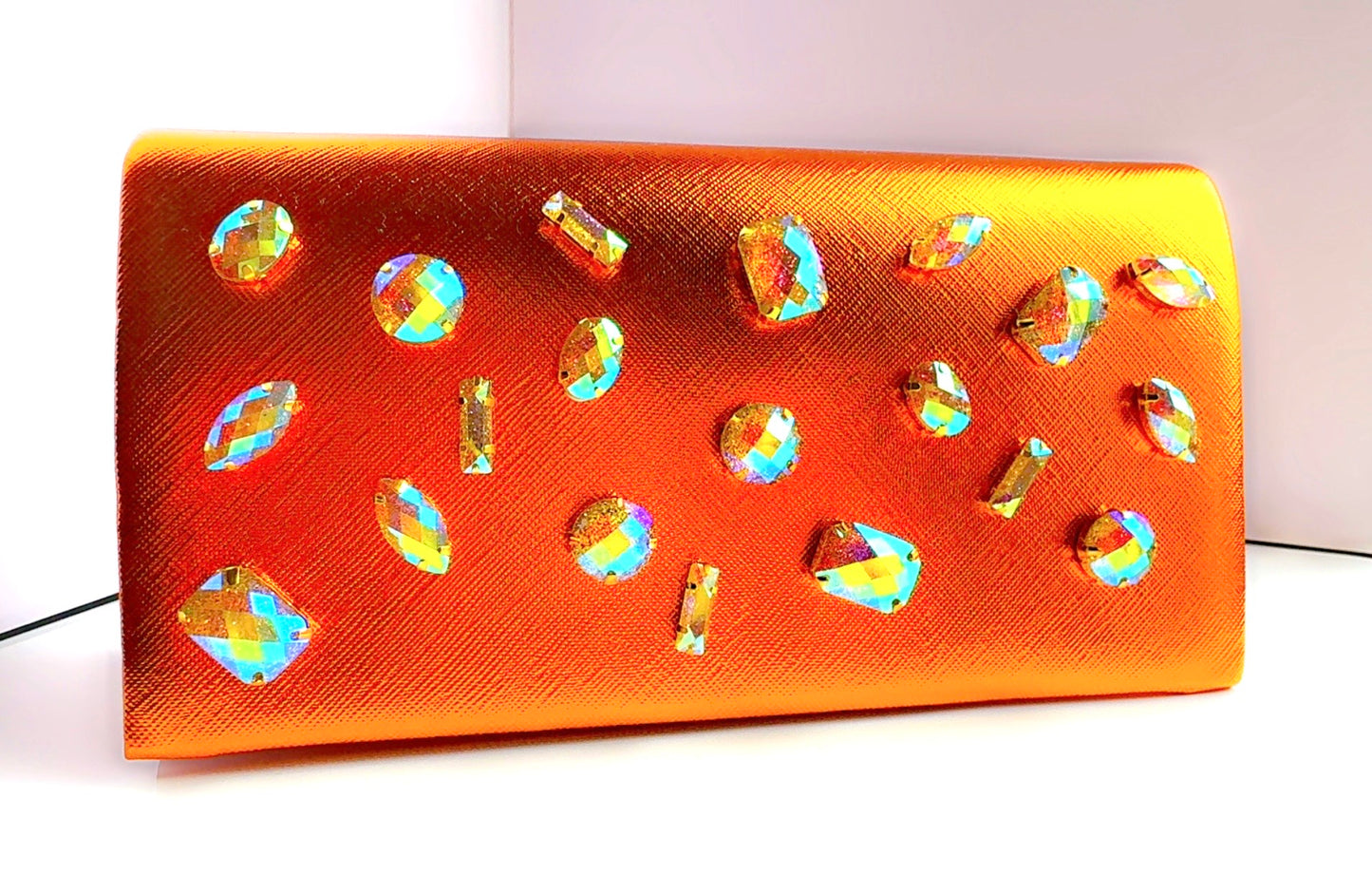 Orange Metallic Bling Clutch