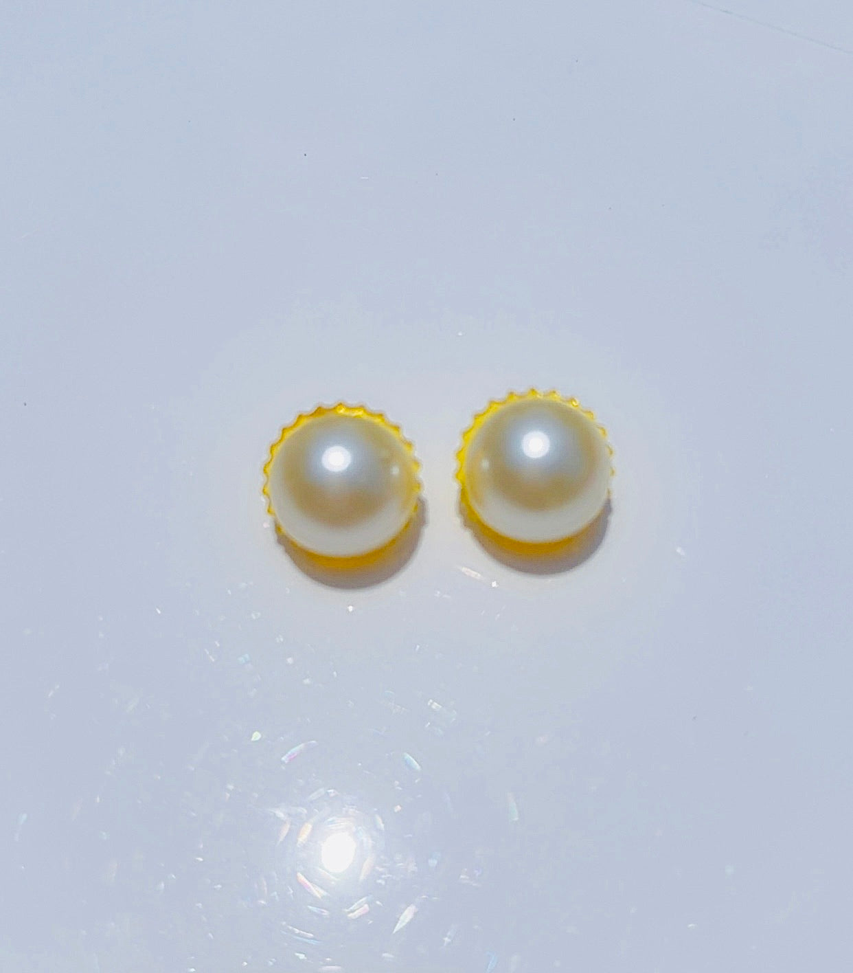 Golden Big Pearl Studs