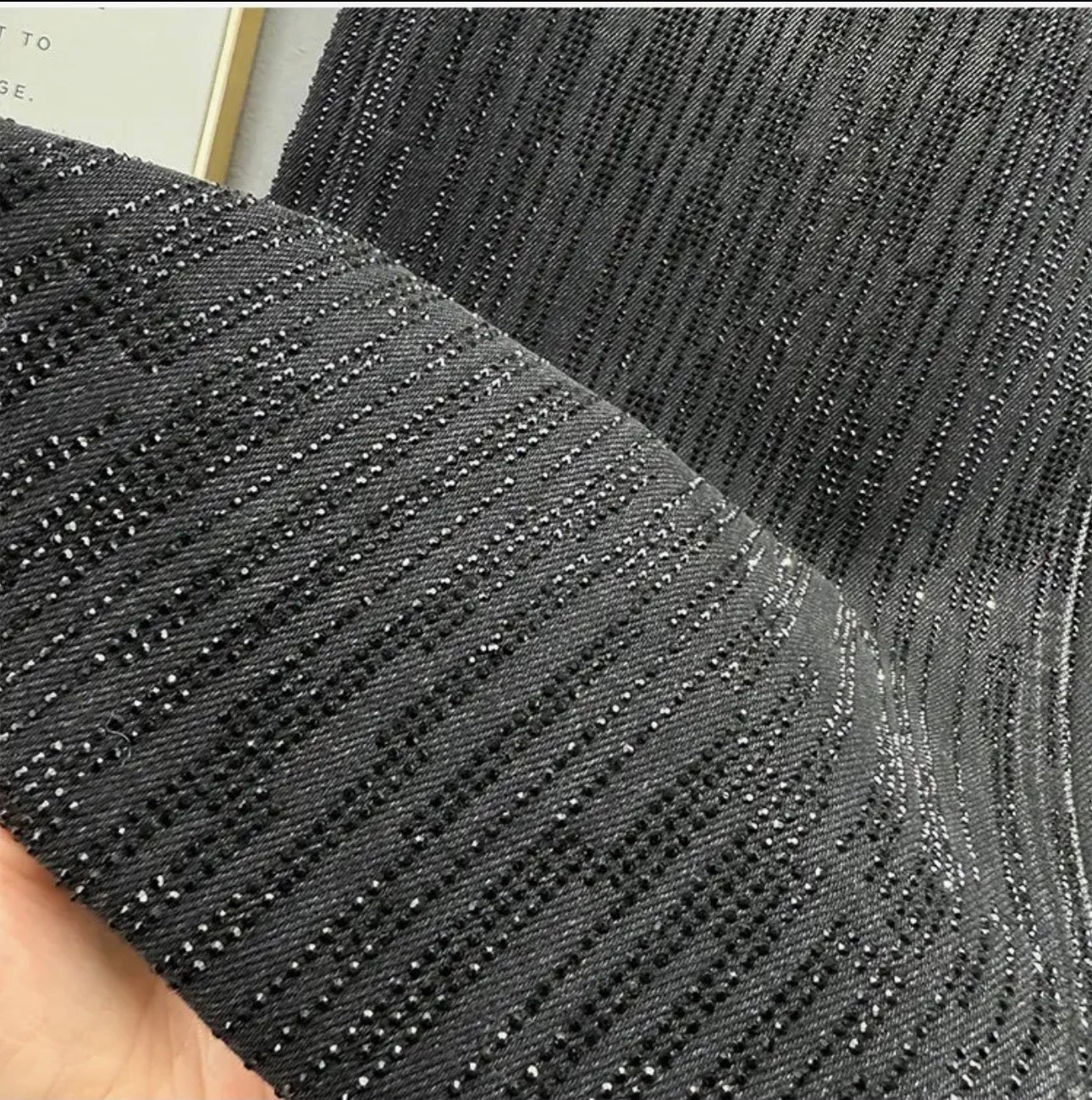 Black Rhinestone Wide Leg Jeans