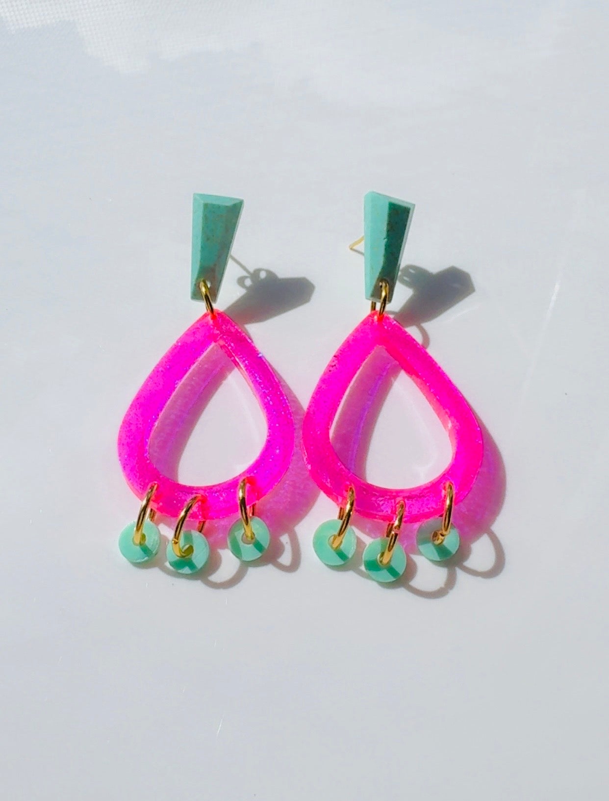 Hot Pink Turquoise Earrings