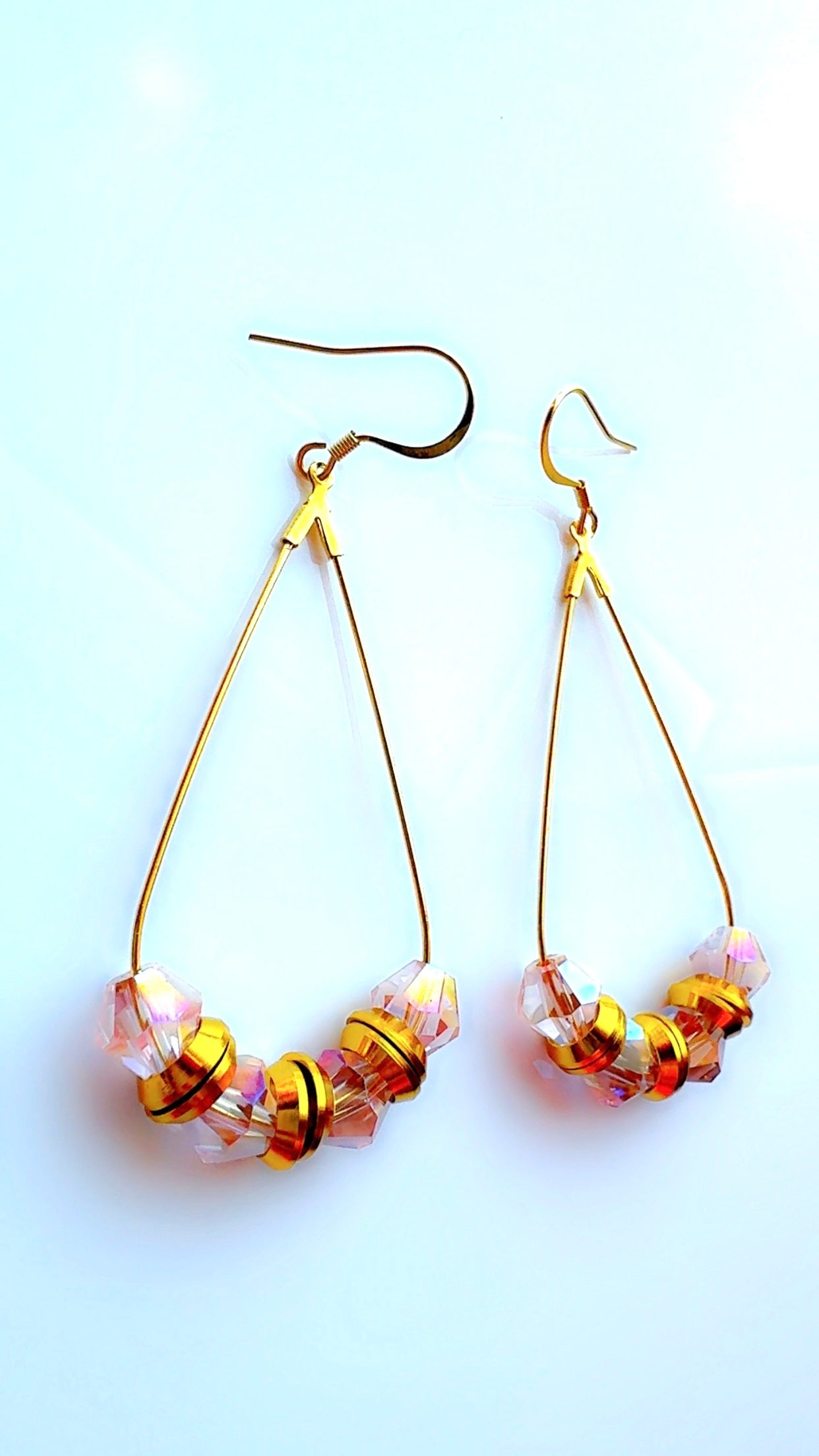 Amber and Gold Hoop Dangle