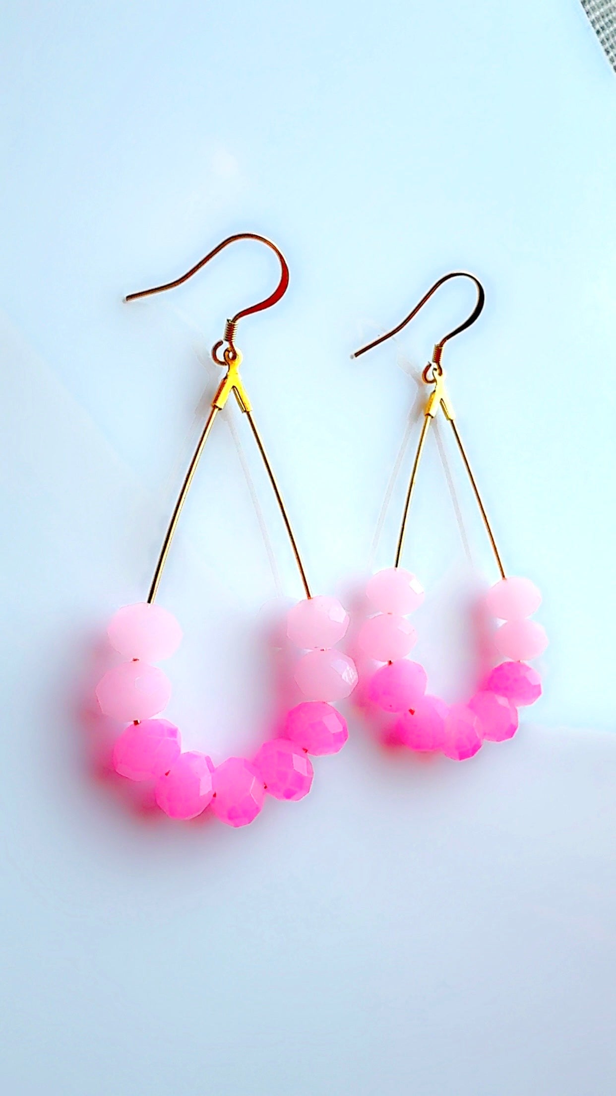 Double Bubble Pink Dangle Hoop