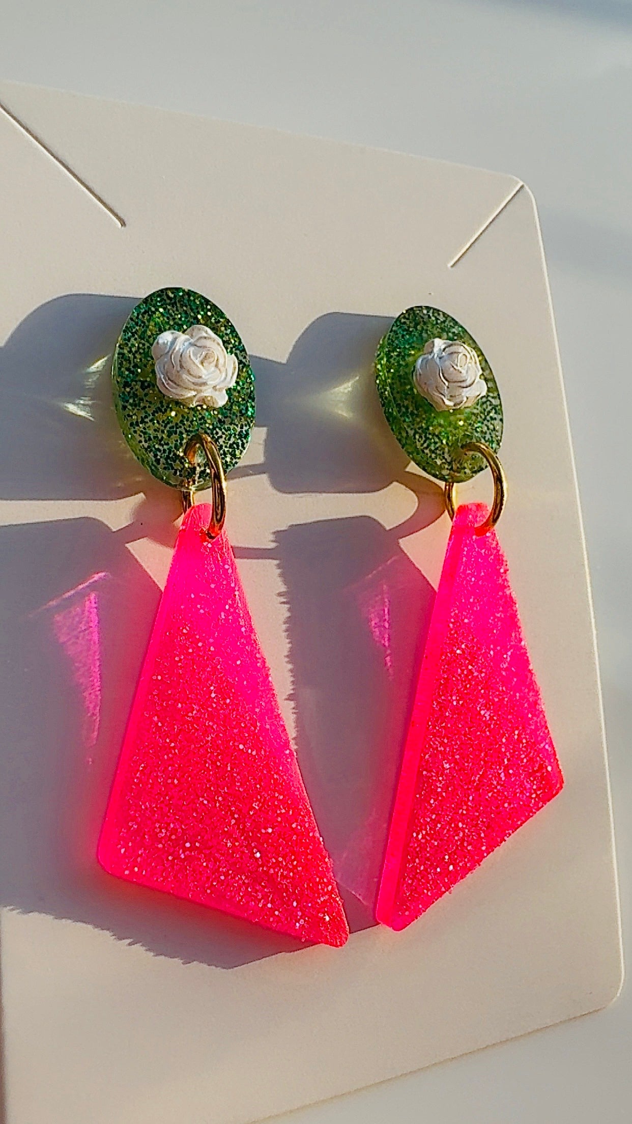 Hot Pink Pendulum Earrings 