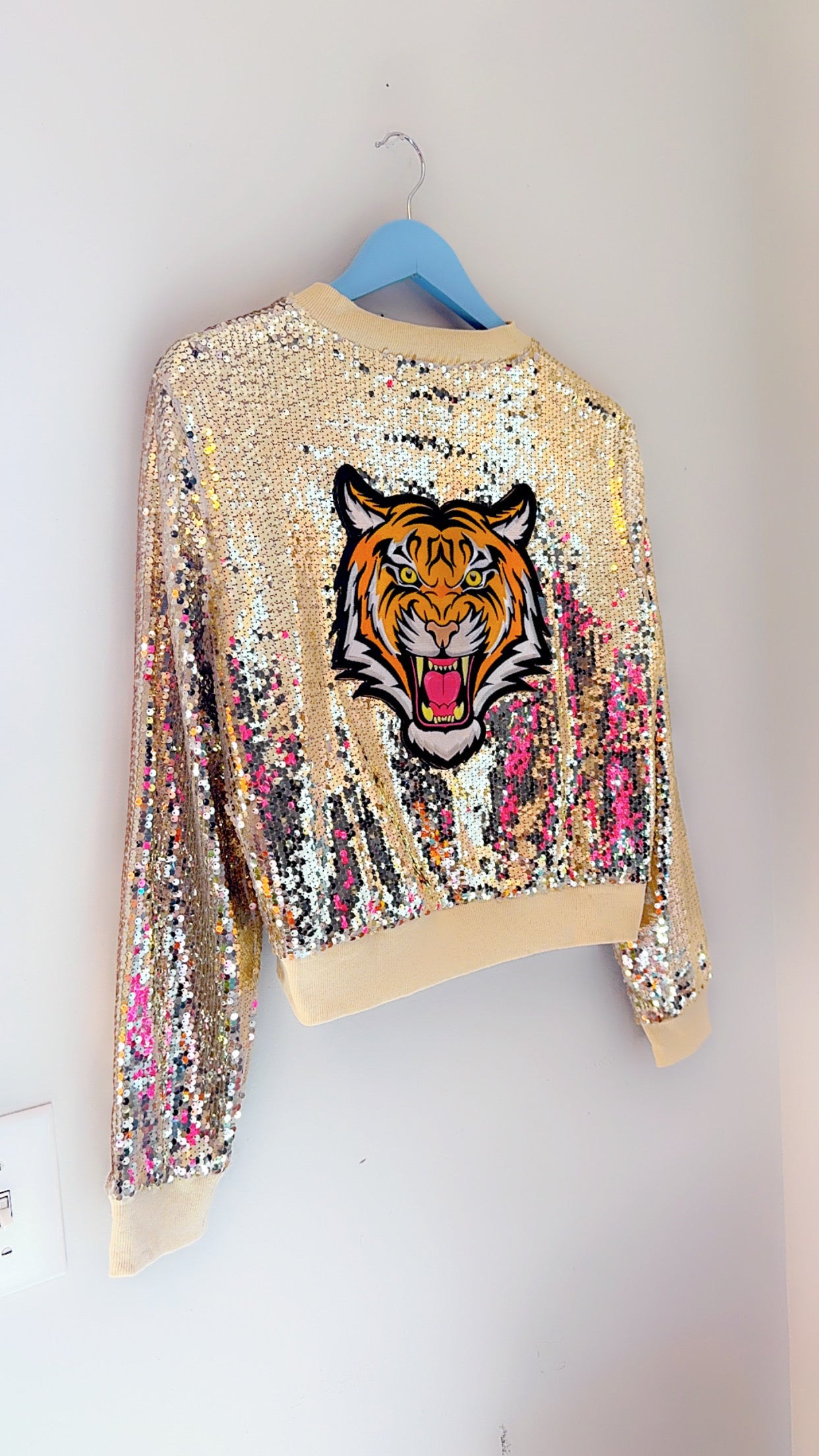 Soderena Gold Sequin Tiger Bomber