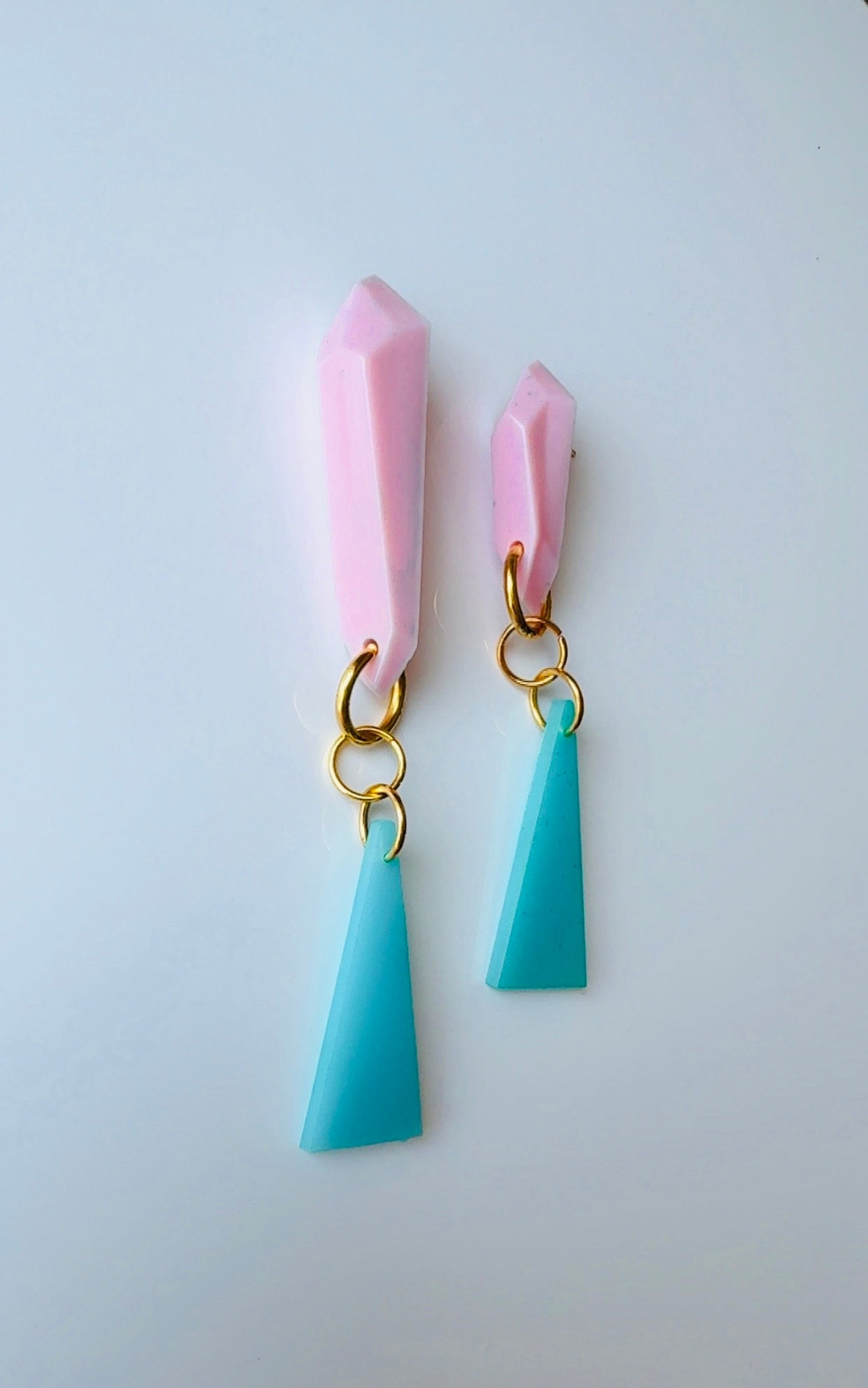 Mint Pink Chandelier Ear Candy