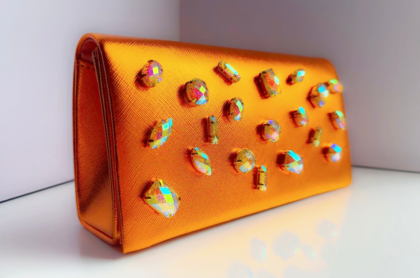 Orange Metallic Bling Clutch