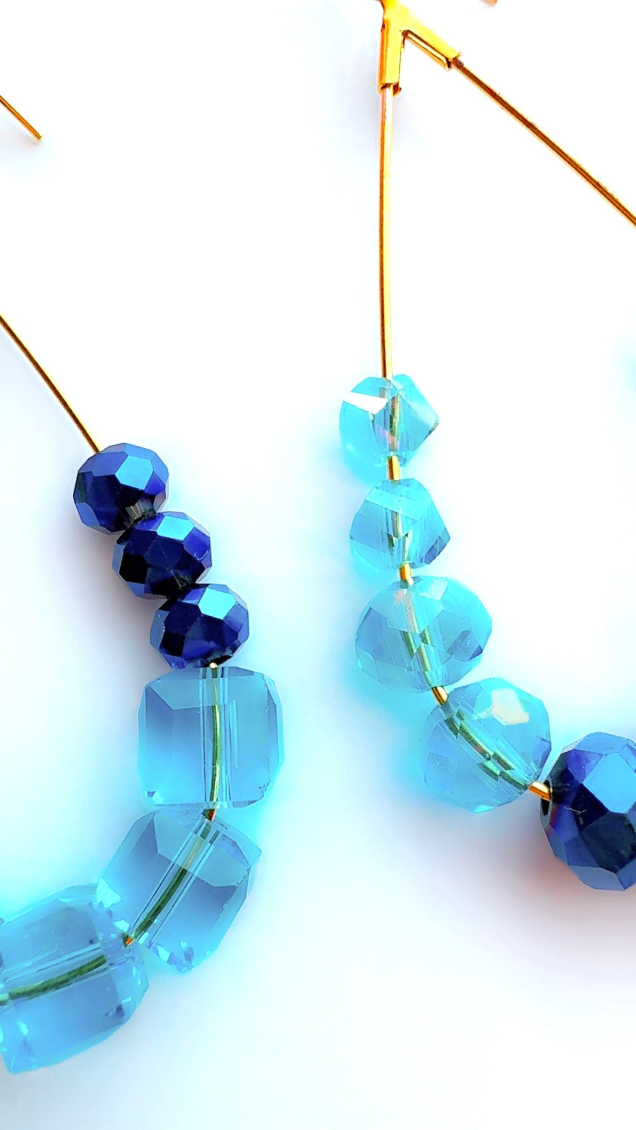 Upside Down Blue Dangle Hoop