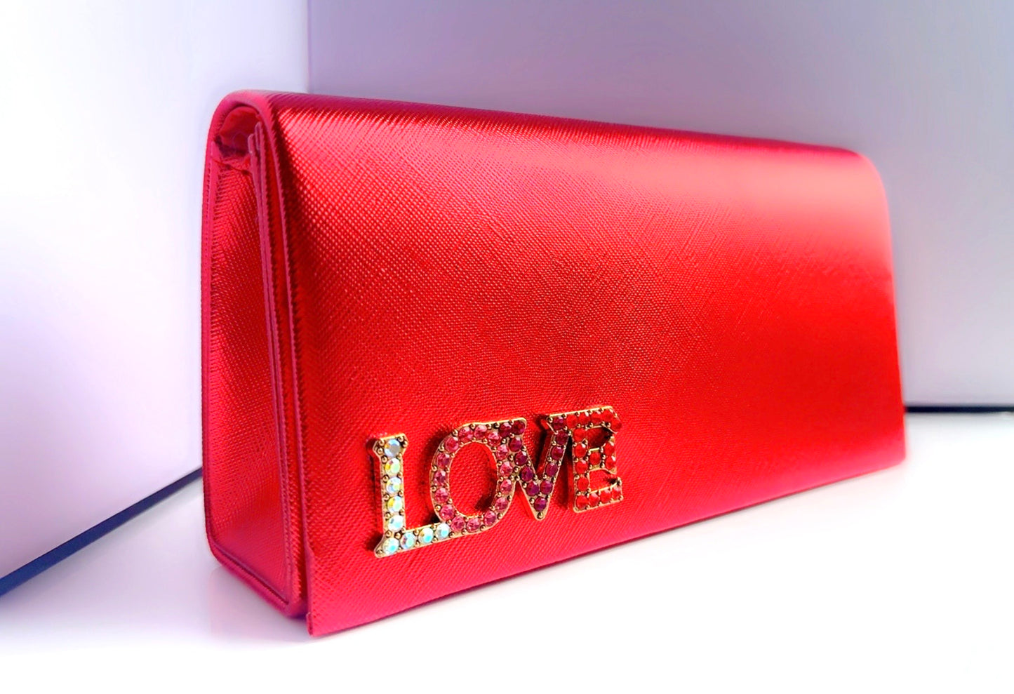 Red Metallic Love Clutch
