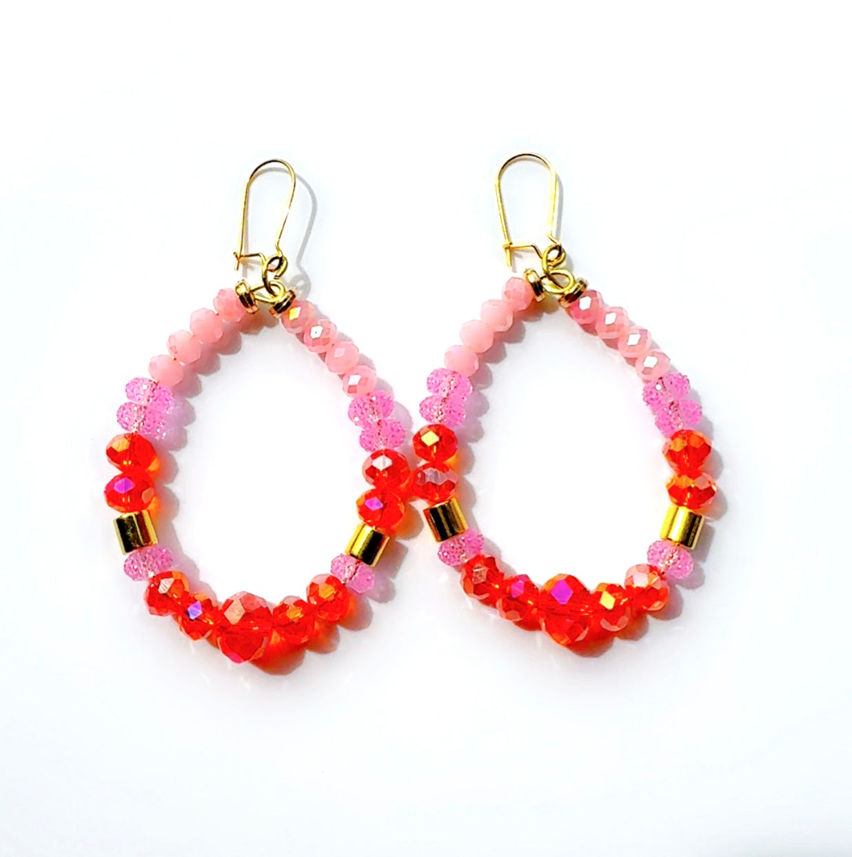 *Brand Signature Ear Candy Orange and Pink Dangle Hoops