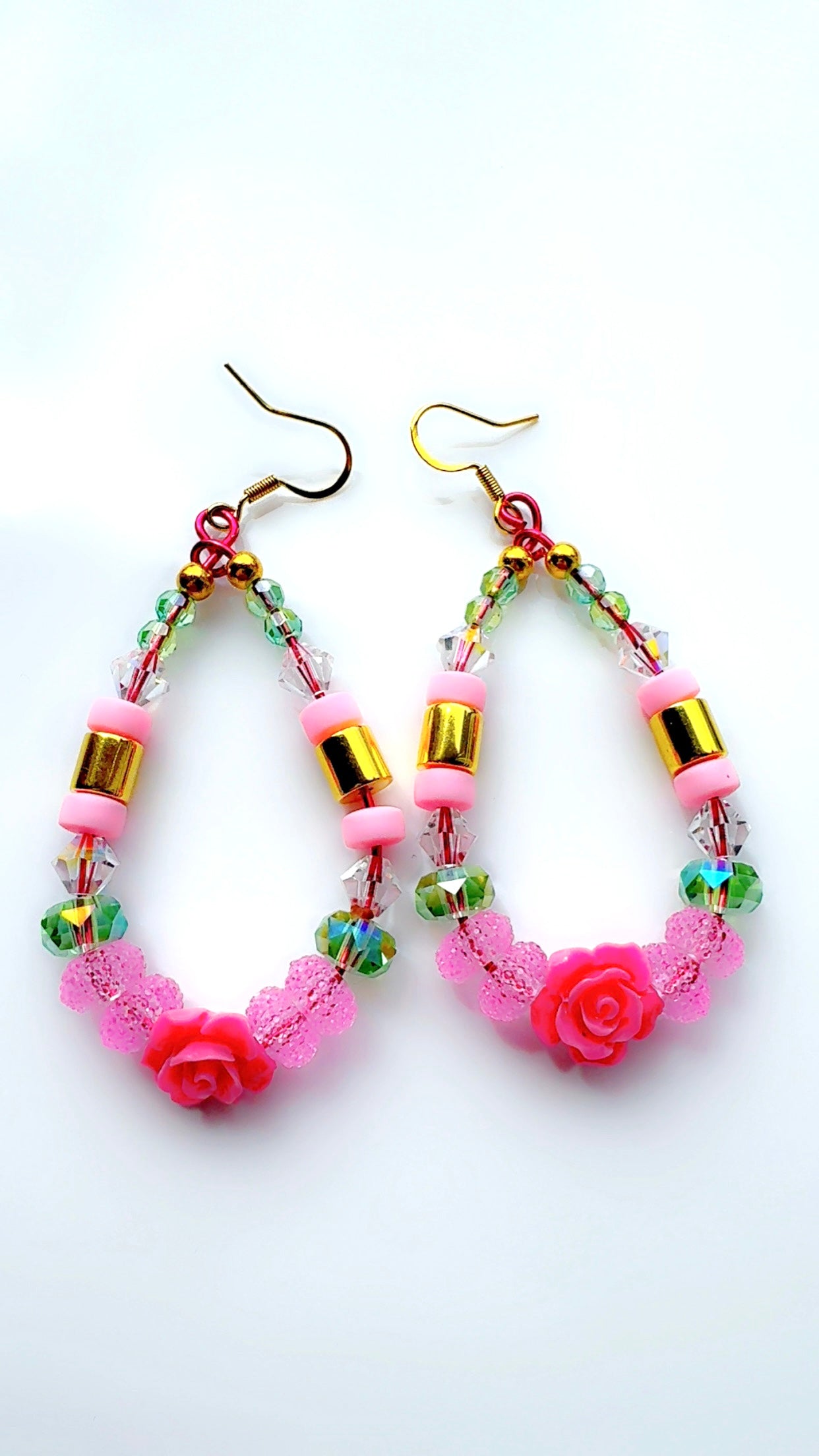 *Brand Signature Ear Candy Green and Pink Rose