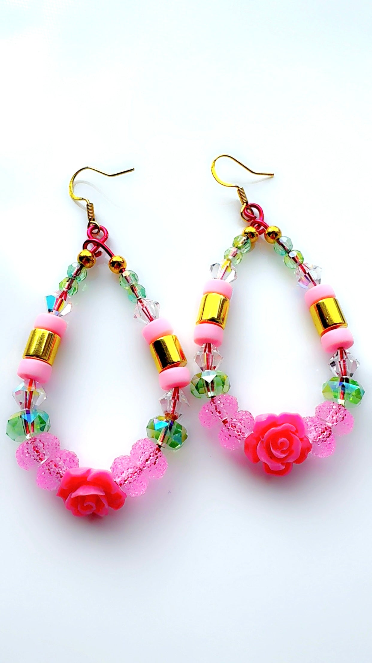 *Brand Signature Ear Candy Green and Pink Rose