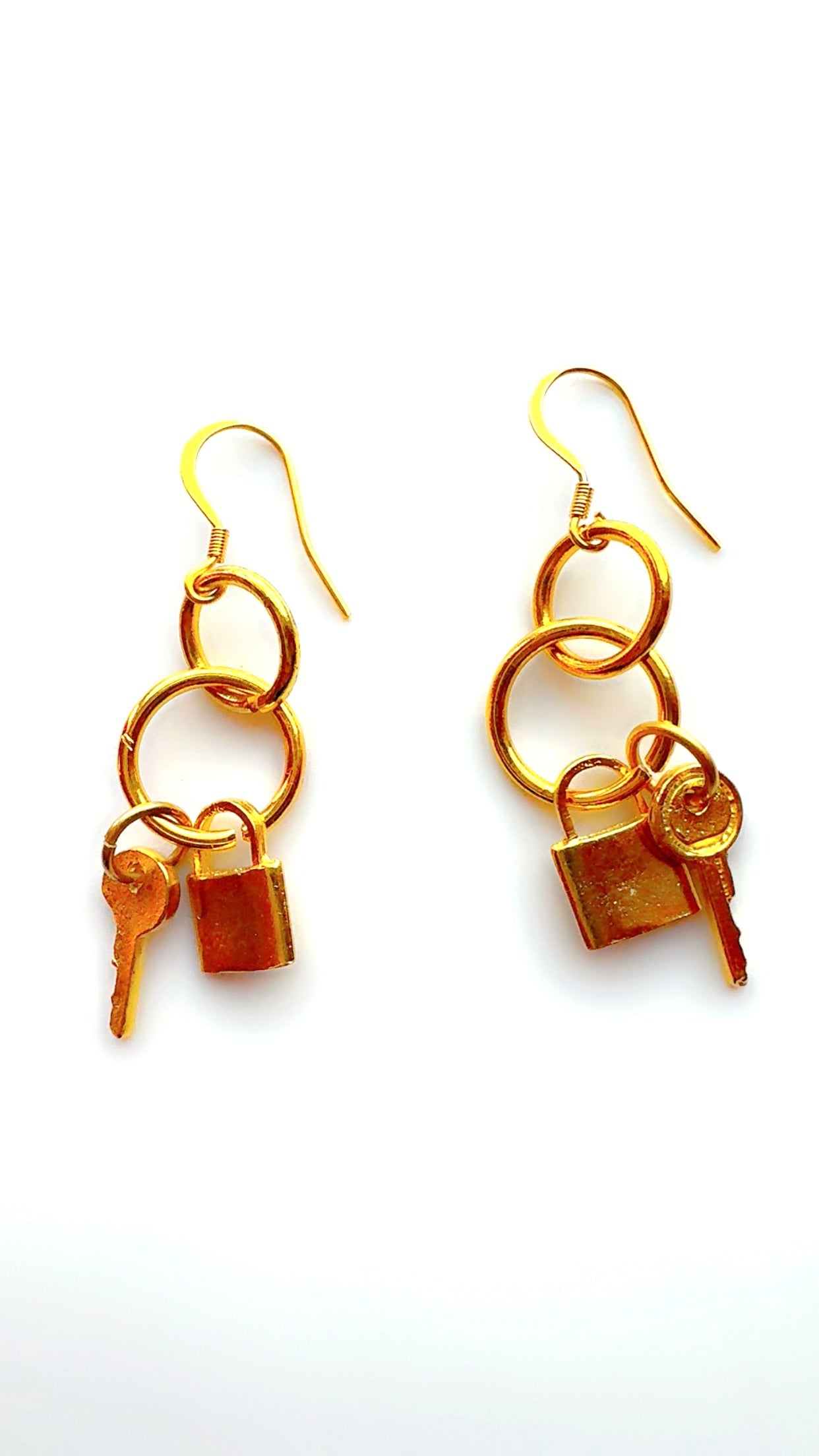 Lock and Key Drop Earrings