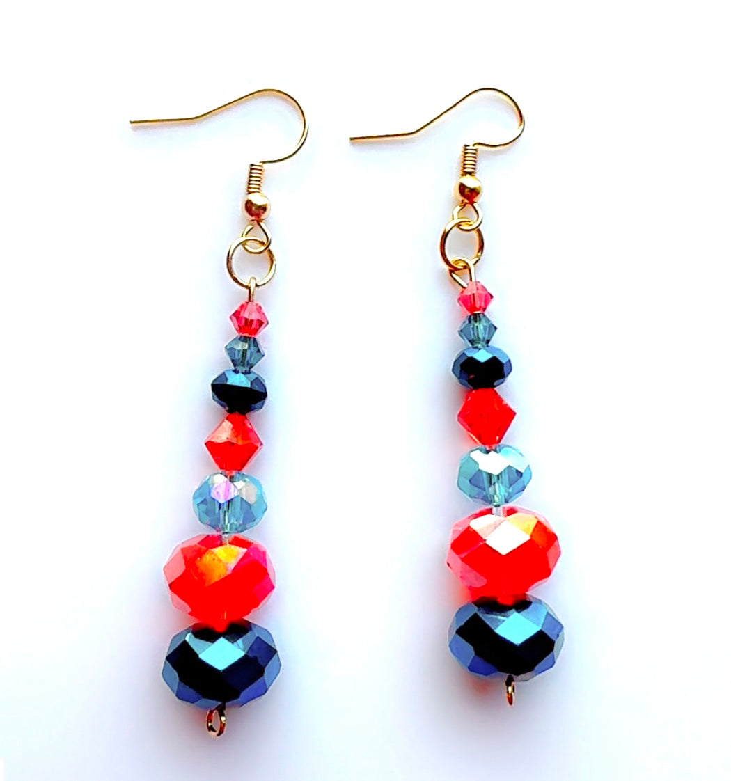 Color Pop Ear Candy Orange and Blue Crystal Dangle