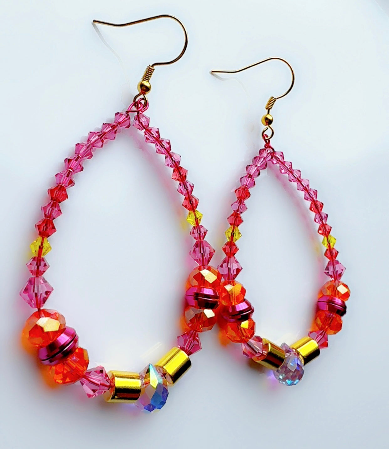*Brand Signature Ear Candy Hot Pink and Orange Long Hoop