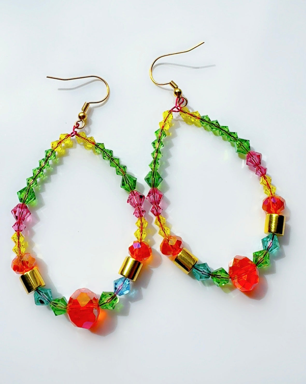 *Brand Signature Ear Candy Green and Orange Long Hoop
