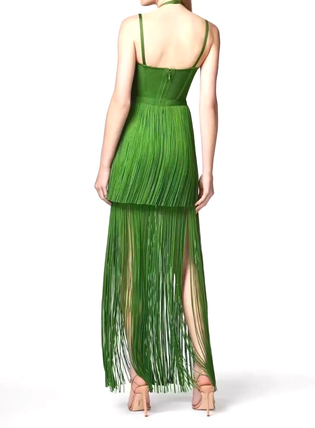 Fringe Halter Maxi Dress