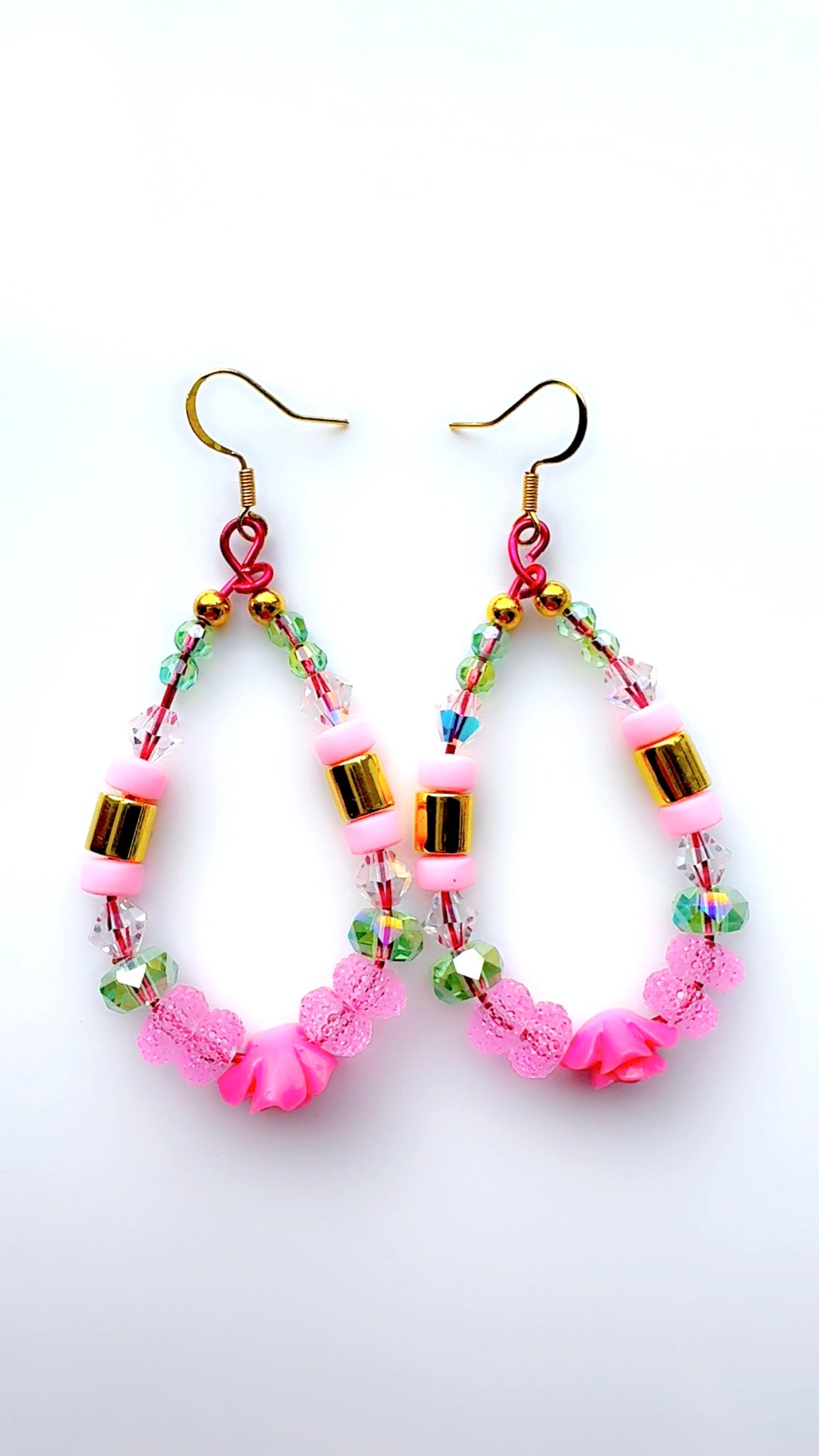 *Brand Signature Ear Candy Green and Pink Rose