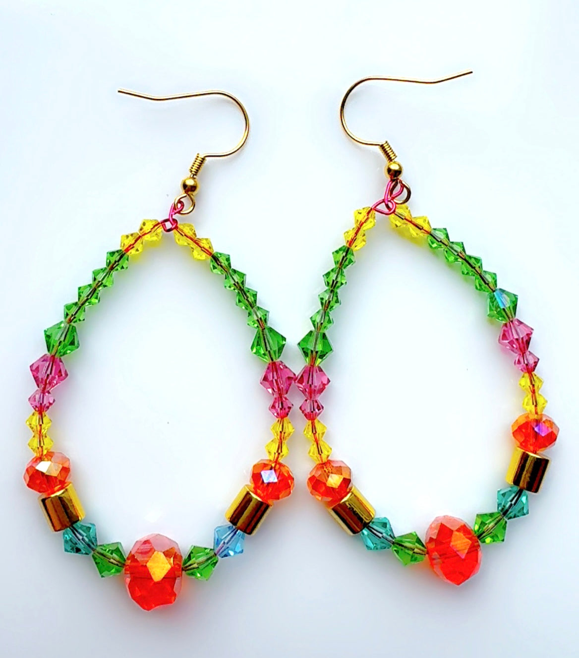 *Brand Signature Ear Candy Green and Orange Long Hoop