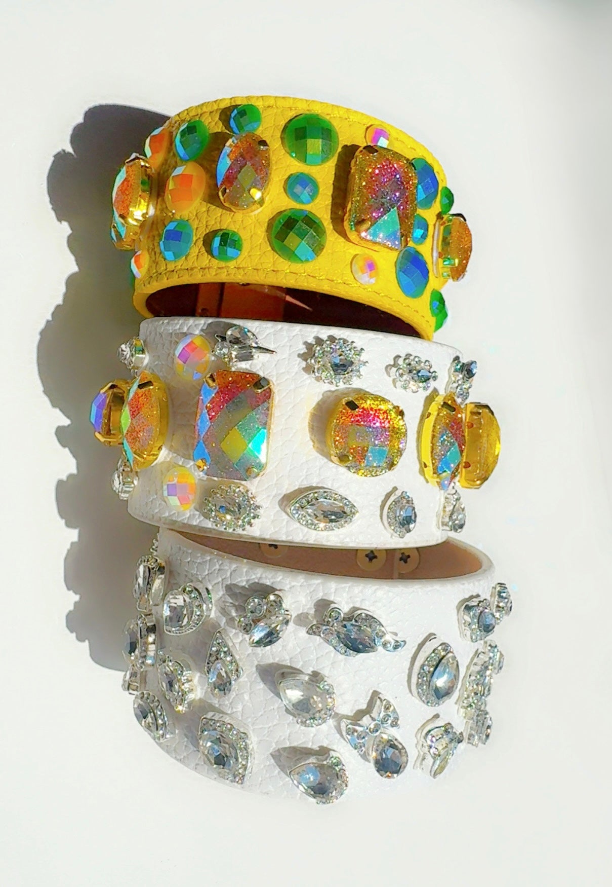 White and Silver Leather Cuff