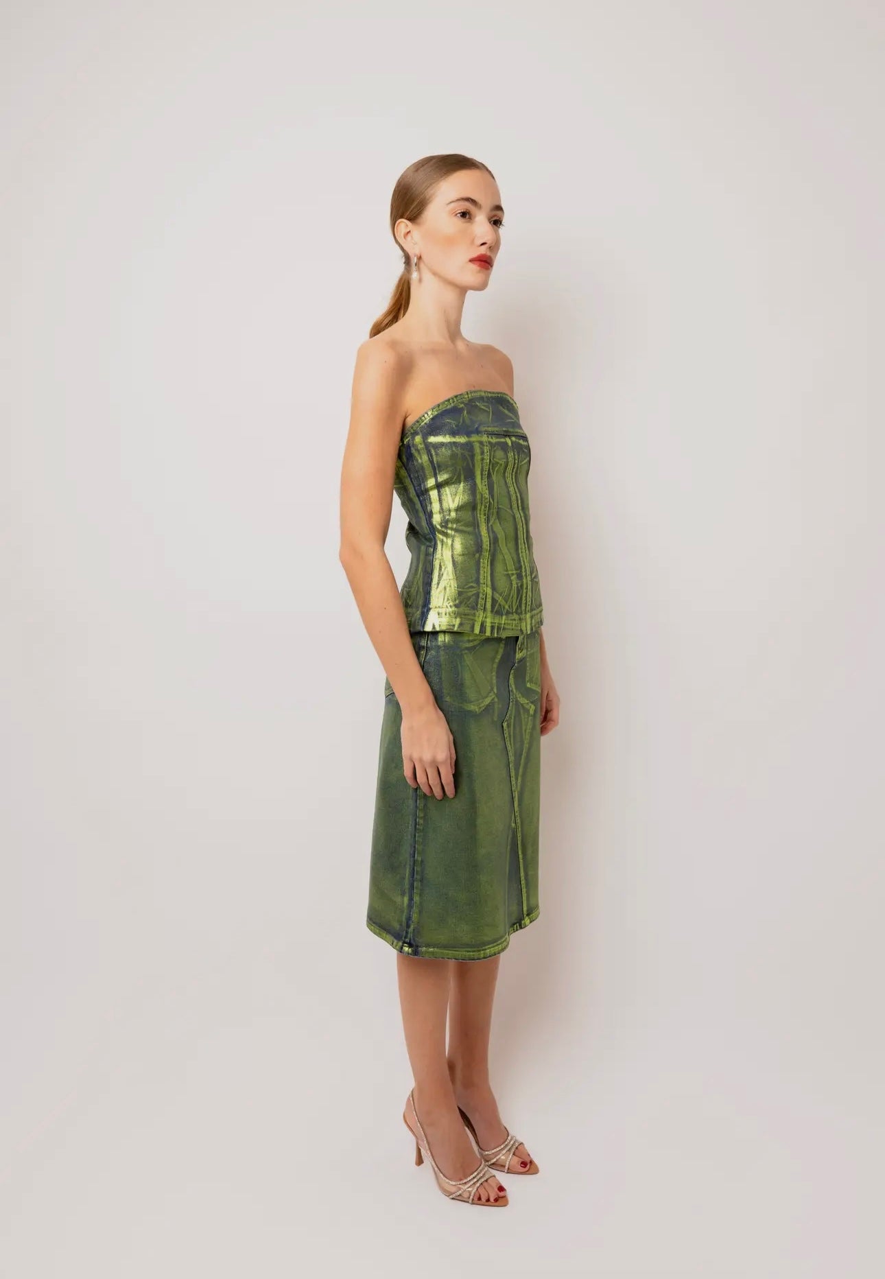 Almost Sold Out! Green Metallic Denim Set *Amy Lynn