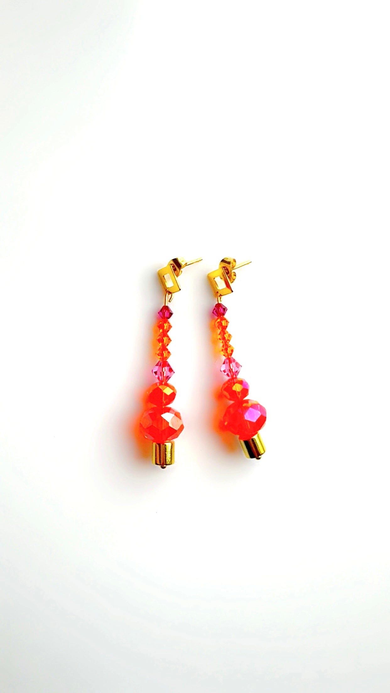 Geo Genie Bottle Pink Crystal Drop Earrings