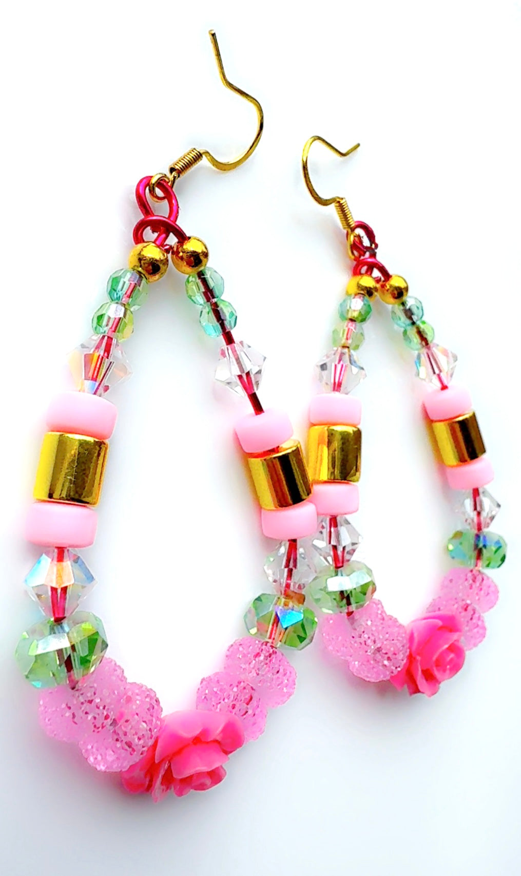 *Brand Signature Ear Candy Green and Pink Rose