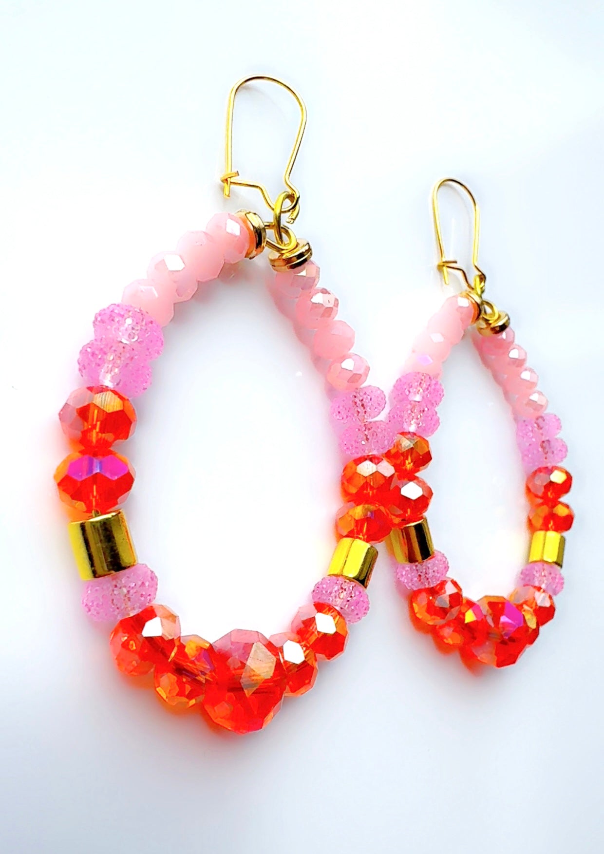 *Brand Signature Ear Candy Orange and Pink Dangle Hoops