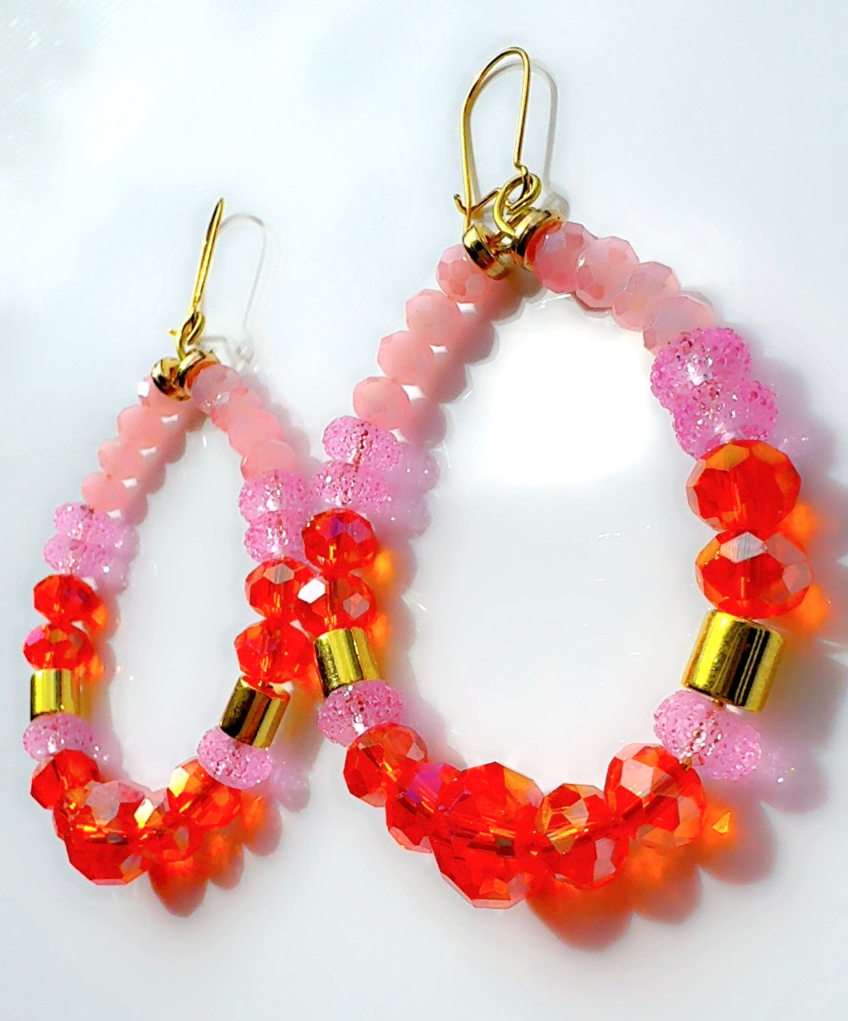*Brand Signature Ear Candy Orange and Pink Dangle Hoops