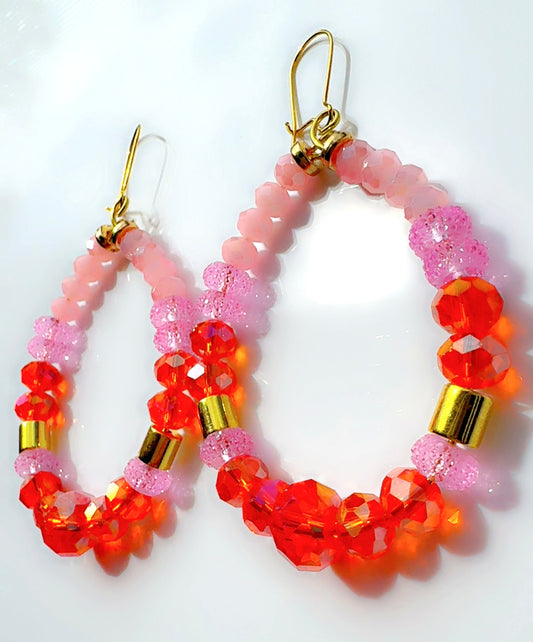 *Brand Signature Ear Candy Orange and Pink Dangle Hoops