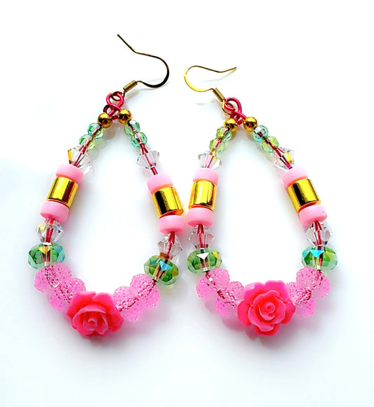 *Brand Signature Ear Candy Green and Pink Rose